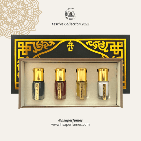 Women's Gift Collection (4 x 3ml Bottles) | Gift Box | Best Sellers | Alcohol-Free Attar Oil in Various Scent | Long-Lasting Unisex Perfume - HSA Perfumes