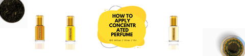 Guide on how to apply concentrated perfume oil attar with HSA Perfumes bottles and oud.