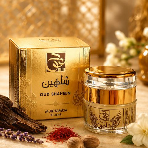 Mukhamria Oud Shaheen Hydrating Skin Moisturizer – Oud, Musk & Amber | Luxury Woody Moisturizing Gel