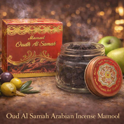 Oud Al Samah Arabian Incense Mamool – Olive, Green Apple & Incense | Premium Mamool