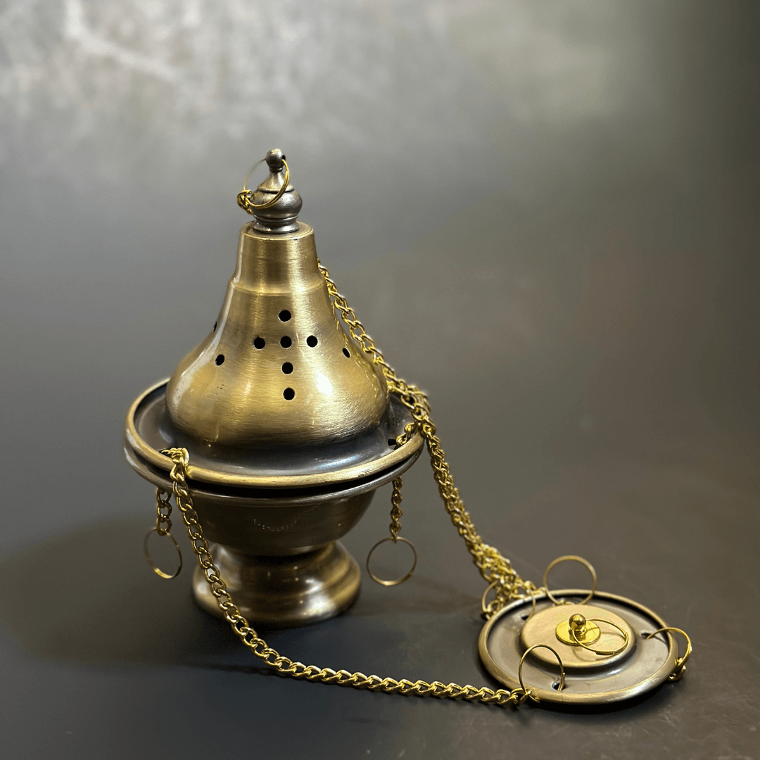 Golden Arabian Incense Burner for Charcoal (With Chain) - Wedding gift - HSA Perfumes