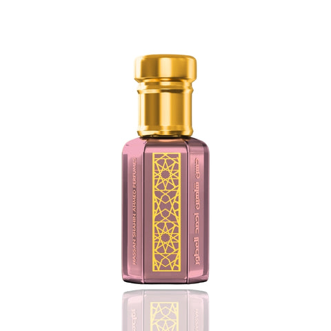 Premium handmade oud perfume bottle with gold cap by HSA Perfumes on white background