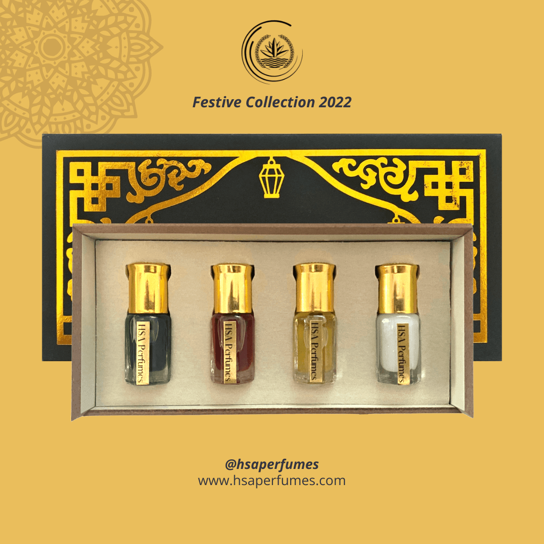 Men's Gift Collection (4 x Bottles) | Gift Box | Best Sellers | Alcohol-Free Attar Oil in Various Scent | Long-Lasting Unisex Perfume - HSA Perfumes