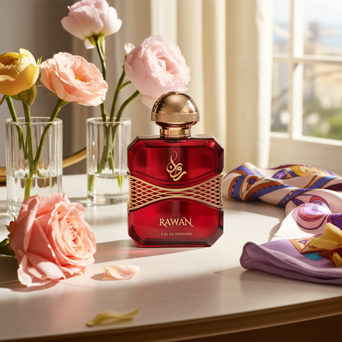 Rawan Perfume – Fruity Floral Eau de Parfum with Peach, Rose, Jasmine & Warm Amber