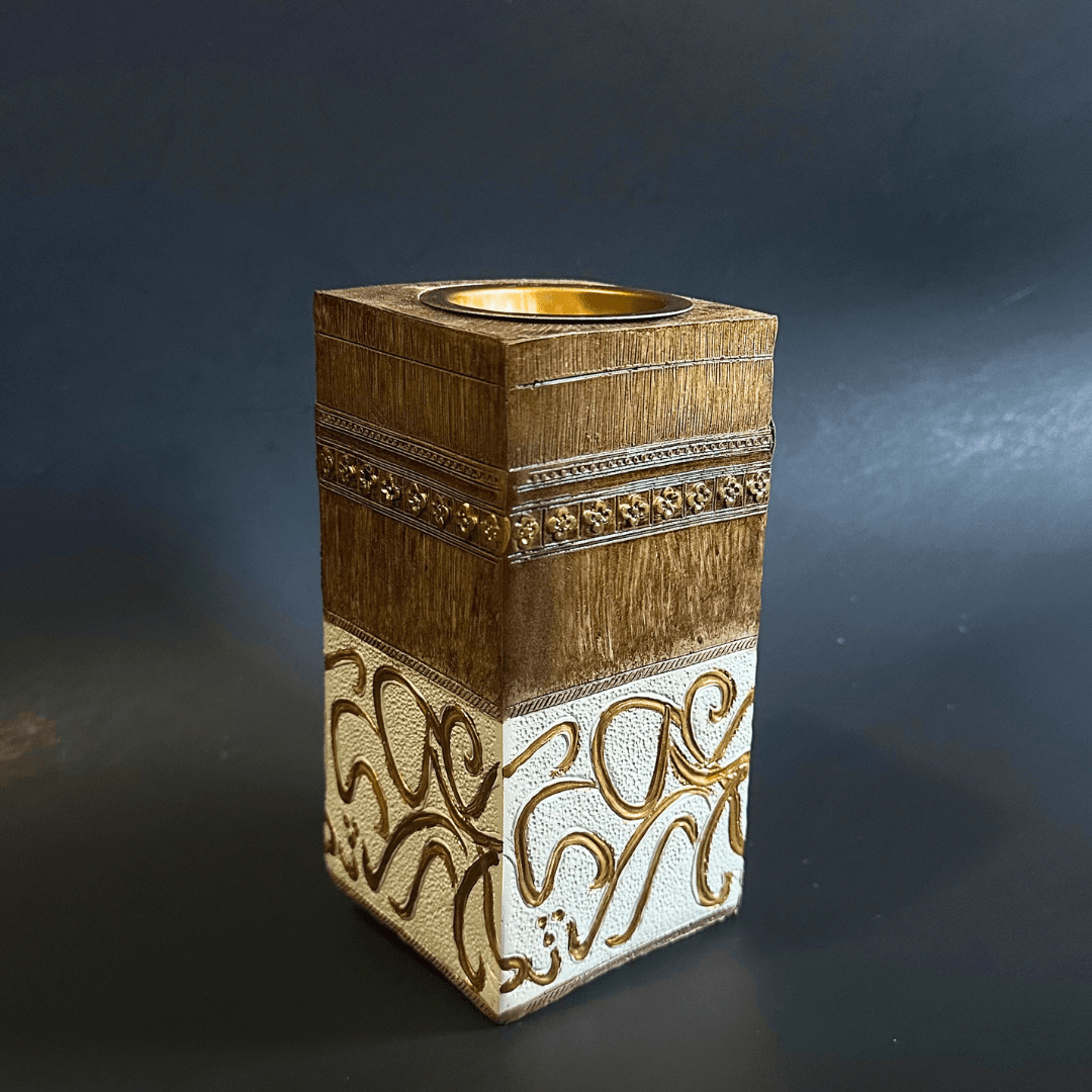 White Wooden Block Incense Burner Incense Burner - Gold Calligraphy - HSA Perfumes